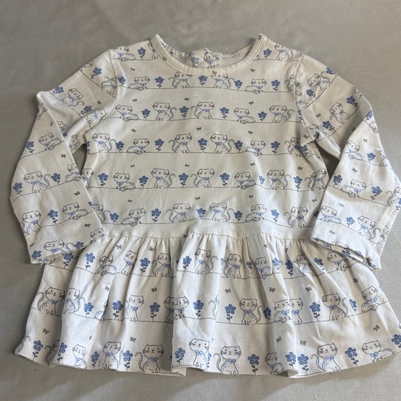 Little Me - 24M - Adorable Cream and Blue Elephant Print Dress - Picture 1 of 3
